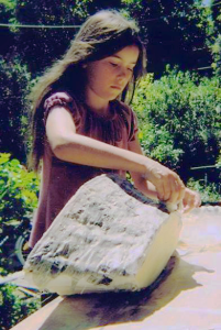 Girl doing papier mache